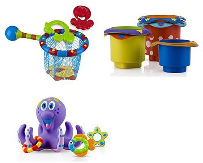 Nuby Set Of 3 Splash N Catch Bathtime Fishing Set 61425 Splish(Multicolor)
