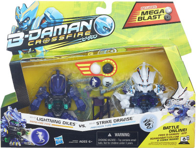 Takara Tomy B-Daman Crossfire - Lightning Diles vs Strike Dravise(White, Blue)