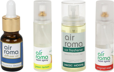 Airroma Atlantic Breeze, Green Lemon, Magic Mogra, Original Rose Aroma Oil(490 ml)
Airroma Atlantic Breeze, Green Lemon, Magic Mogra, Original Rose Aroma Oil(490 ml)