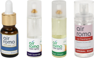 Airroma Atlantic Breeze, Fresh Lavender, Magic Mogra, Original Rose Aroma Oil, Spray(490 ml)
Airroma Atlantic Breeze, Fresh Lavender, Magic Mogra, Original Rose Aroma Oil, Spray(490 ml)