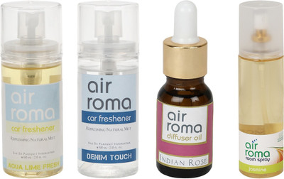 Airroma Aqua Lime Fresh, Denim Touch, Indian Rose, Jasmine Aroma Oil, Spray(350 ml)
Airroma Aqua Lime Fresh, Denim Touch, Indian Rose, Jasmine Aroma Oil, Spray(350 ml)