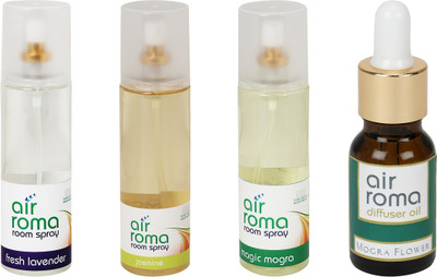 Airroma Fresh Lavender, Jasmine, Magic Mogra, Mogra Flower Aroma Oil, Spray(630 ml)
Airroma Fresh Lavender, Jasmine, Magic Mogra, Mogra Flower Aroma Oil, Spray(630 ml)