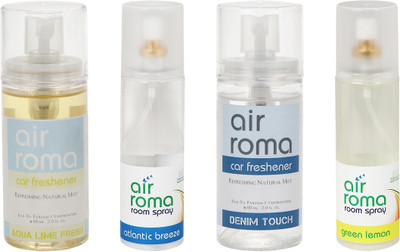 Airroma Aqua Lime Fresh, Atlantic Breeze, Denim Touch, Green Lemon Spray(520 ml)