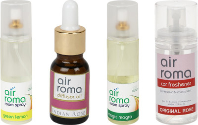 Airroma Green Lemon, Indian Rose, Magic Mogra, Original Rose Aroma Oil, Spray(490 ml)
Airroma Green Lemon, Indian Rose, Magic Mogra, Original Rose Aroma Oil, Spray(490 ml)