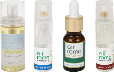 Airroma Aqua Lime Fresh, Atlantic Breeze, Mogra Flower, Sweet Sandal Car Freshener(490 ml)
Airroma Aqua Lime Fresh, Atlantic Breeze, Mogra Flower, Sweet Sandal Car Freshener(490 ml)