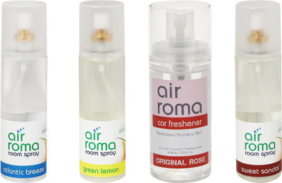 Airroma Atlantic Breeze, Green Lemon, Original Rose, Sweet Sandal Car Freshener(660 ml)
Airroma Atlantic Breeze, Green Lemon, Original Rose, Sweet Sandal Car Freshener(660 ml)