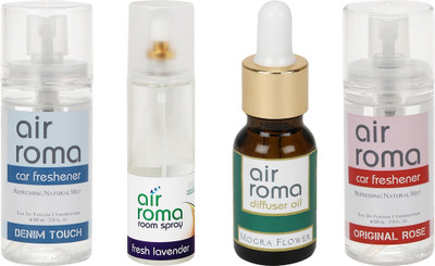 Airroma Denim Touch, Fresh Lavender, Mogra Flower, Original Rose Aroma Oil, Spray(350 ml)
Airroma Denim Touch, Fresh Lavender, Mogra Flower, Original Rose Aroma Oil, Spray(350 ml)