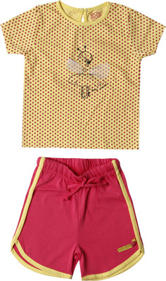 Wow Mom Girls Casual T-shirt(Yellow, Lime yellow