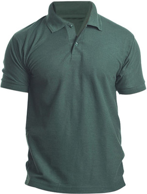 Silver Swan Solid Men's Polo Neck Dark Green T-Shirt, Bottal green