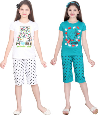 Sini Mini Girls Casual(Multicolor, Black & tblue & tblue & white