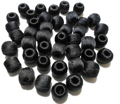AM Super shiny silk thread Black wrapped wooden beads for jewellery making- pack of 20
AM Super shiny silk thread Black wrapped wooden beads for jewellery making- pack of 20