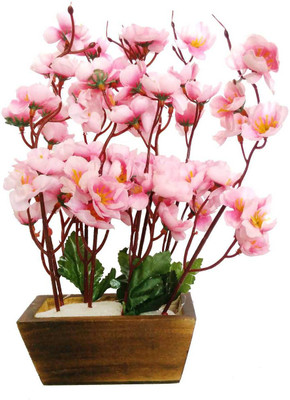 Kaykon Pink Wild Flower Artificial Flower with Pot(15 inch, Pack of 1)