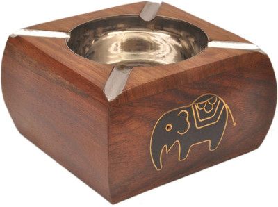 Artist Haat Wood Handicraft Handmade Brown Wood Ashtray(Pack of 1)