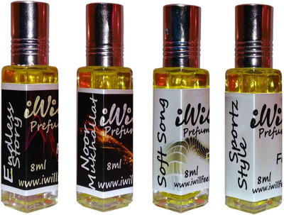 iwill Premium Endless Story, Soft Song, Noor Mukhallat, Sportz Style Non Alcoholic Fancy Perfume 32 ml Pack Floral Attar(Musk Arabia)
iwill Premium Endless Story, Soft Song, Noor Mukhallat, Sportz Style Non Alcoholic Fancy Perfume 32 ml Pack Floral Attar(Musk Arabia)