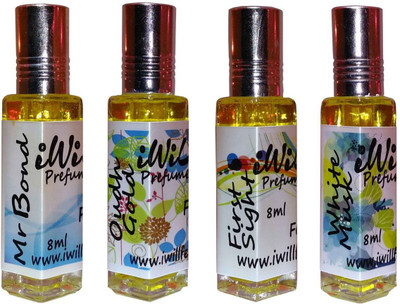 iwill Premium First Sight, White Mussk, Oudh Gold, Mr Bond Non Alcoholic Fancy Perfume 32 ml Pack Herbal Attar(Floral)
iwill Premium First Sight, White Mussk, Oudh Gold, Mr Bond Non Alcoholic Fancy Perfume 32 ml Pack Herbal Attar(Floral)