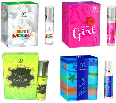 Arochem Butt Mogra Charming Girl Blue star Mahek Ae Kasturi Combo Floral Attar(Amber)
Arochem Butt Mogra Charming Girl Blue star Mahek Ae Kasturi Combo Floral Attar(Amber)