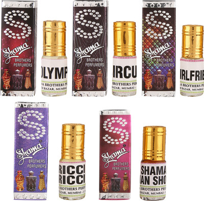 Shama 3ml each combo of 5 Assorted Fragrance Ricci, irlfriend, Olympic, Circus, Man Show Floral Attar(Floral)
Shama 3ml each combo of 5 Assorted Fragrance Ricci, irlfriend, Olympic, Circus, Man Show Floral Attar(Floral)