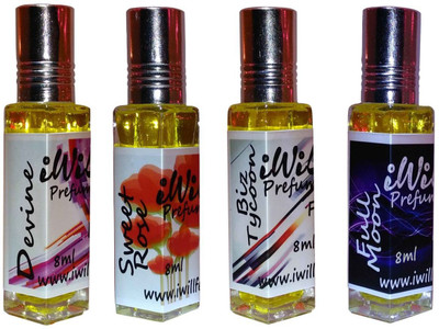 iwill Premium Full Moon, Devine, Sweet Rose, Biz Tycoon Non Alcoholic Fancy Perfume 32 ml Pack Herbal Attar(Floral)
iwill Premium Full Moon, Devine, Sweet Rose, Biz Tycoon Non Alcoholic Fancy Perfume 32 ml Pack Herbal Attar(Floral)