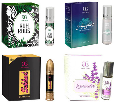 Arochem Sukhad Ruh Khus Sufiyaana Lovender Combo Floral Attar(Musk)