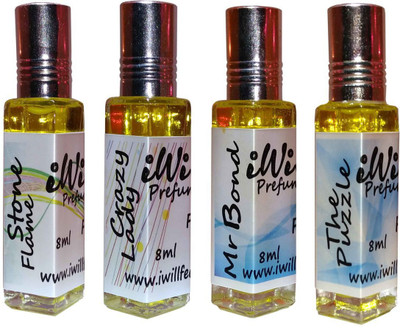 iwill Premium Stone Flame, Crazy Lady, Mr Bond, The Puzzle Non Alcoholic Fancy Perfume 32 ml Pack Floral Attar(Spicy)
iwill Premium Stone Flame, Crazy Lady, Mr Bond, The Puzzle Non Alcoholic Fancy Perfume 32 ml Pack Floral Attar(Spicy)