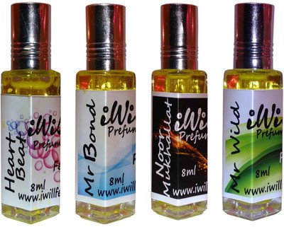 iwill Premium Heart Beat, Mr Bond, Noor Mukhallat, Mr Wild Non Alcoholic Fancy Perfume 32 ml Pack Floral Attar(Fruity)
iwill Premium Heart Beat, Mr Bond, Noor Mukhallat, Mr Wild Non Alcoholic Fancy Perfume 32 ml Pack Floral Attar(Fruity)