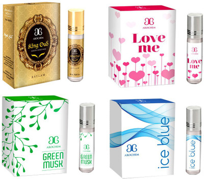 Arochem Green musk Ice blue King oudh Love me Combo Floral Attar(Sandalwood)
Arochem Green musk Ice blue King oudh Love me Combo Floral Attar(Sandalwood)