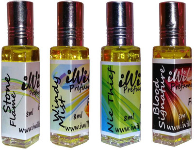 iwill Premium Stone Flame, Windy Mist, Nie Thief, Blood Signature Non Alcoholic Fancy Perfume 32 ml Pack Floral Attar(Fruity)
iwill Premium Stone Flame, Windy Mist, Nie Thief, Blood Signature Non Alcoholic Fancy Perfume 32 ml Pack Floral Attar(Fruity)
