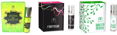 Arochem Fantasia Green musk Mahek Ae Kasturi Combo Floral Attar(Amber)