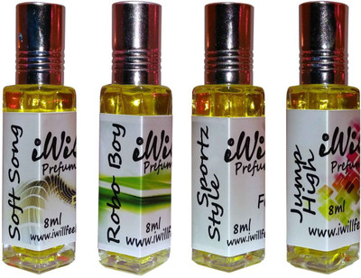 iwill Premium Soft Song, Jump High, Robo Boy, Sportz Style Non Alcoholic Fancy Perfume 32 ml Pack Herbal Attar(Floral)
iwill Premium Soft Song, Jump High, Robo Boy, Sportz Style Non Alcoholic Fancy Perfume 32 ml Pack Herbal Attar(Floral)