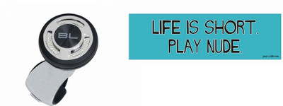 Black Label 1 Car Bumper Sticker-LIFE IS SHORT, 1 Steering Knob Combo