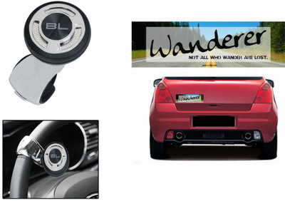 Speedwav 1 Quirky Car Bumper Sticker, 1 I-Pop Car Steering Knob-Silver Combo