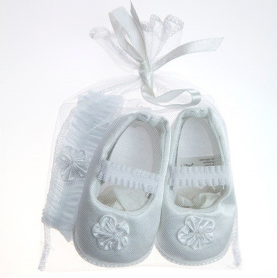 Playette Satin Shoe and Headband Gift Set(White)