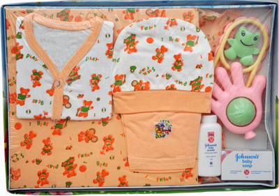 NoVowels 100% Cotton New Born Gift Set of 8 Pieces Orange 0-3M(Orange)