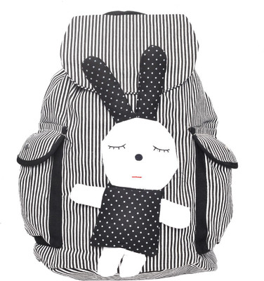 Hawai Polka Dot & Stripes 13.5 L Medium Backpack(Black, White)