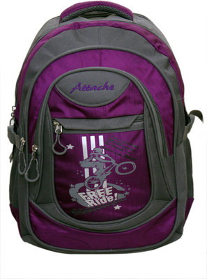 Attache Stylish School Bag (Purple & Grey) 30 L Backpack(Purple)