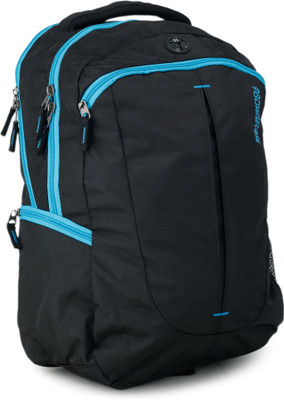 American Tourister Buzz 05 Laptop Backpack(Black, Blue), Black and blue
