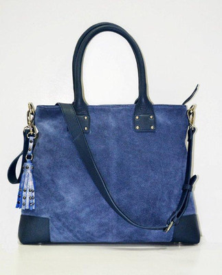 Paint Leather Blue Tote School Bag(Blue, 5 L)