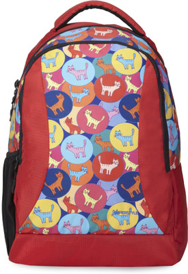 Amperstyle Red Kitty Printed Backpack(Red, 25 L)