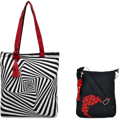 Pick Pocket Combo of Cube Tote with Black Small Sling Bag School Bag(Black, 5 inch)