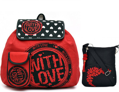 Pick Pocket Combo of Lovely Red love Canvas Back Pack with Black Small Sling Bag School Bag(Red, 5 inch)
Pick Pocket Combo of Lovely Red love Canvas Back Pack with Black Small Sling Bag School Bag(Red, 5 inch)