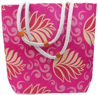 Laviva Laviva Pink Printed Jute Handbag School Bag(Pink, 5 L)