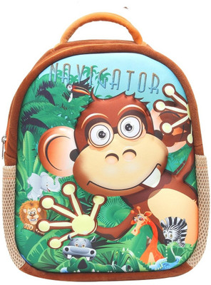 Bazaar Pirates Monkey Fur School Bag(Brown, 14 inch)
