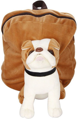 JRP Mart Brown Bull Dog Soft Toy Bag School Bag(Brown, 2 L)