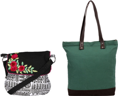 Pick Pocket Combo Of black and white canvas sling bag with red embroidrerd flower with military green canvas tote bag School Bag(Black, 5 inch)
Pick Pocket Combo Of black and white canvas sling bag with red embroidrerd flower with military green canvas tote bag School Bag(Black, 5 inch)