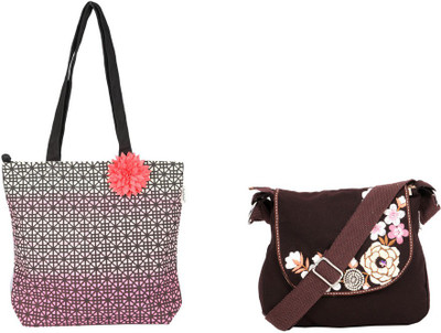 Pick Pocket Combo of pink shaded canvas tote bag with orange flower with brown canvas sling bag with white embroidery School Bag(Pink, 5 inch)
Pick Pocket Combo of pink shaded canvas tote bag with orange flower with brown canvas sling bag with white embroidery School Bag(Pink, 5 inch)