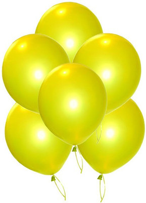 GrandShop Solid Super shine Metallic 9" Inch Balloon(Yellow, Pack of 50)