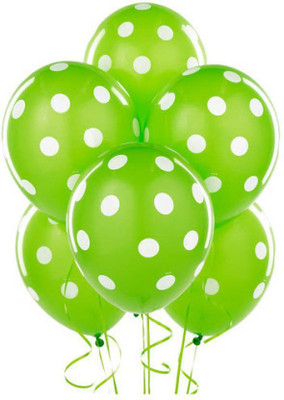 Kosh Printed Polka Dots Balloon(Green, White, Pack of 100)