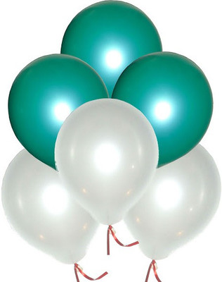 GrandShop Solid Super-Metallic 9" Inch Balloon(Green, White, Pack of 50)