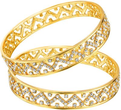 Mahi Alloy Gold-plated Bangle Set(Pack of 2), Gold;white