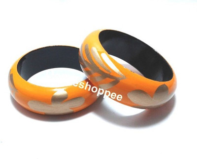 Onlineshoppee Wood Bangle Set(Pack of 2), Orange